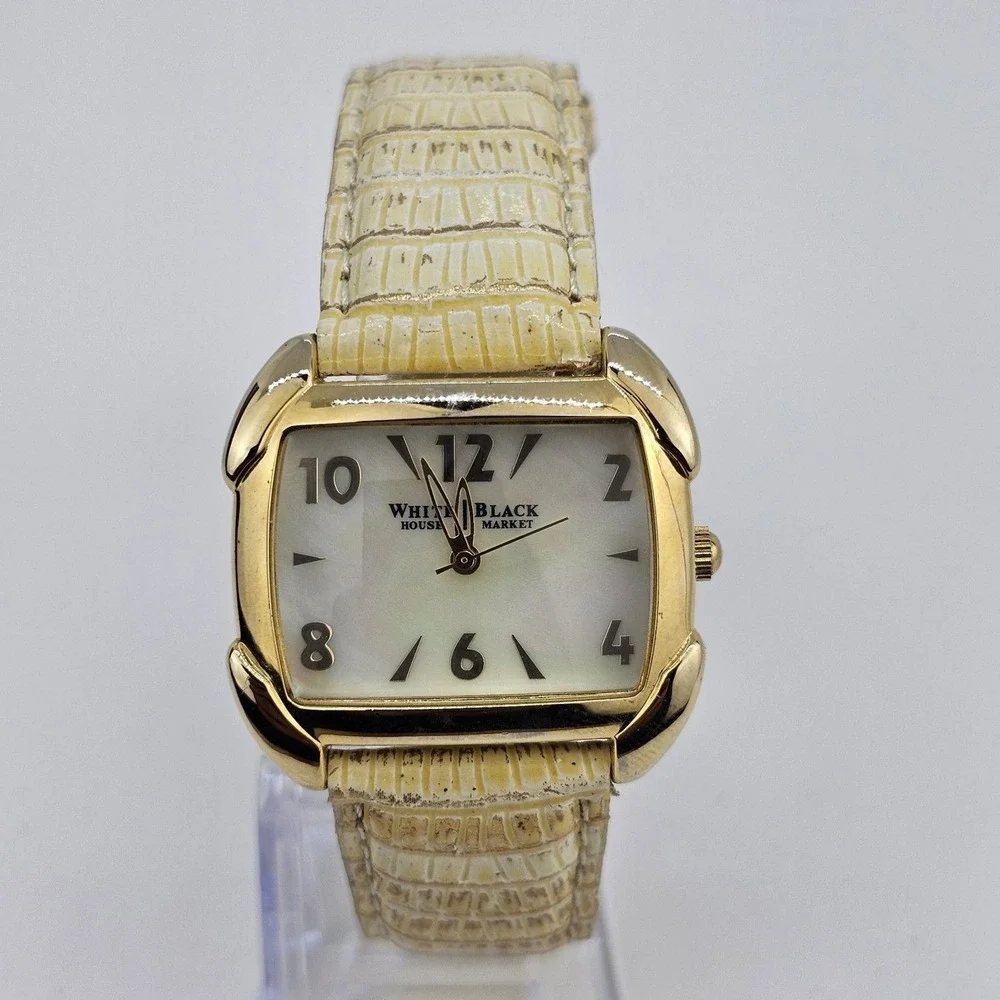 White House Black Market Women's Watch 34MM White Dial Leather Bands New Battery